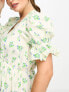 ASOS DESIGN Maternity cotton midi smock dress in cream based green floral print