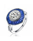 Фото #1 товара Sterling Silver Baguette and Round Cubic Zirconia Modern Ring