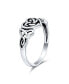 ფოტო #1 პროდუქტის Dainty Best Friends Irish Celtic Love Knots BFF Infinity Heart Promise Ring 1MM Band For Teen Women Oxidized .925 Sterling Silver