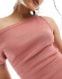 ASOS DESIGN ribbed mini with fallen shoulder in dusty rose