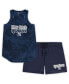 ფოტო #2 პროდუქტის Women's Navy New York Yankees Plus Size Cloud Tank Top and Shorts Sleep Set