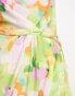 ASOS DESIGN satin cowl neck maxi dress with ruching detail in bright floral