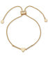 Фото #1 товара Gold-Tone Pavé Bar & Heart Slider Bracelet