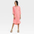 Фото #1 товара Women's 3/4 Sleeve Midi Shirtdress - Universal Thread Coral Pink L