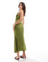 Never Fully Dressed lace bodice maxi dress in olive