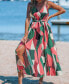 Women's Geometric Sleeveless Waist Tie Midi Beach Dress