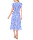 Women's Tropical-Print Flutter-Sleeve Smocked-Waist Midi Dress