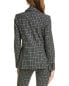 Pink Tartan Tailored Patch Pocket Wool-Blend Blazer Women's Black 4