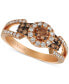 ფოტო #1 პროდუქტის Chocolatier® Chocolate Diamond & Vanilla Diamond Halo Openwork Ring (5/8 ct. t.w.) in 14k Rose Gold