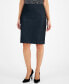 ფოტო #1 პროდუქტის Women's Dressy Denim Back-Zip Pencil Skirt
