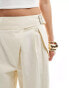 Mango linen mix buckle detail co-ord trousers in white