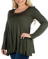 Women's Long Sleeve Swing Style Flared Tunic Top