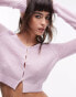 Topshop knitted towelled micro cardi in pink