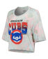 Фото #3 товара Women's Threads Chicago Cubs Cooperstown Collection Tie-Dye Boxy Cropped Tri-Blend T-shirt