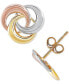 ფოტო #6 პროდუქტის Tricolor Love Knot Stud Earrings in 10k Gold, White Gold & Rose Gold