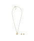 ფოტო #1 პროდუქტის Women's LNY Gift Set Gold-Tone Stainless Steel Earrings and Necklace, SKJB1017SET