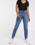 Фото #1 товара Monki Kimomo cotton high waist mom jeans in classic blue - MBLUE