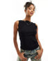 Фото #1 товара ASOS DESIGN raw edge asym slash neck tank in black