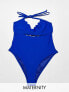 Фото #1 товара The Frolic Maternity Marella scallop swimsuit in cobalt blue