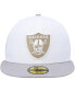 Фото #4 товара Men's White, Gray Las Vegas Raiders 50th Anniversary Gold Undervisor 59FIFTY Fitted Hat