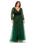 ფოტო #1 პროდუქტის Plus Size Floral Applique Long Sleeve A Line Gown