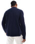 Polo Ralph Lauren tonal icon logo long sleeve button through cotton knit polo in navy Синий, S - Chest 35-37 - фото #3