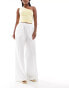 ASOS DESIGN bias cut relaxed trouser with linen in white