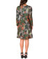 Women's Green Paisley Print Long Sleeve Knee Length Dress