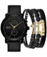 Фото #1 товара Men's Black Silicone Strap Watch 47mm Gift Set