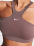 Nike One Training Indy novelty dri fit lace back light support sports bra in plum