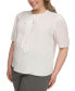 Фото #3 товара Блузка Calvin Klein plus Size с короткими рукавами и завязкой на шее