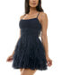 Juniors' Scoop-Neck Fit & Flare Mini Glitter Dress 7/8 - фото #3