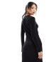 Barbour International Nebula scoop neck long sleeve midi dress in black