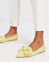 ASOS DESIGN Lake bow pointed ballet flats in lemon