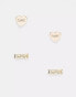 Pieces 18k gold plated gift boxed 2 pack ""LOVE"" earrings in gold