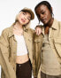 Фото #4 товара Calvin Klein Jeans Unisex extreme oversized denim jacket in beige - exclusive to ASOS