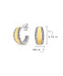 ფოტო #4 პროდუქტის Lightweight Dome Round Caviar Bead Edge Two Tone Stud Hoop Earrings For Women Teen Gold Plated .925 Sterling Silver .70 Inch Diameter