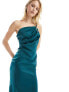 Фото #3 товара In The Style Tall satin one shoulder strappy midi dress in emerald