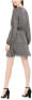 Фото #4 товара Leyden 254008 Womens Long Sleeve V-Neck Mini Dress Black Tic Tac Size Small