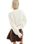 Фото #4 товара Reclaimed Vintage button up knit cable cardigan in cream