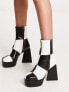 Lamoda Wait A Minute platform ankle boots in patched monochrome