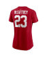 ფოტო #2 პროდუქტის Women's Christian McCaffrey Scarlet San Francisco 49ers Player Name and Number T-shirt