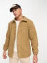 Threadbare borg button up shacket in camel