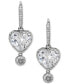 ფოტო #1 პროდუქტის Silver-Tone Cubic Zirconia Heart Drop Earrings, Created for Macy's