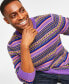 Фото #3 товара Holiday Lane Men's Bright Stripe Fair Isle Sweater, Created for Macy's