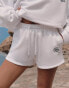 4th & Reckless X Luana Barron Leone embroidered logo short in white