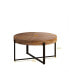 33.86"Modern Retro Splicing Round Coffee Table, Fir Wood Table Top With Black Cross Legs Base