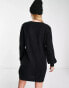 JDY wide neck knitted mini jumper dress in black