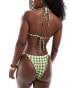 Фото #4 товара ASOS DESIGN tie back triangle bikini top in green gingham