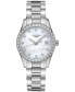 ფოტო #1 პროდუქტის Women's Swiss Conquest Classic Diamond (5/8 ct. t.w.) Stainless Steel Bracelet Watch 34mm